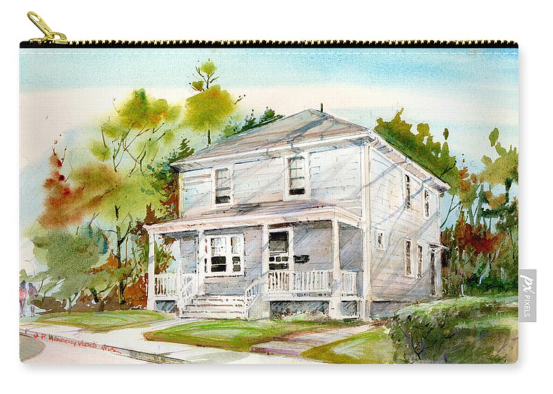 House Portrait Zip Pouch featuring the painting Granny's House by P Anthony Visco