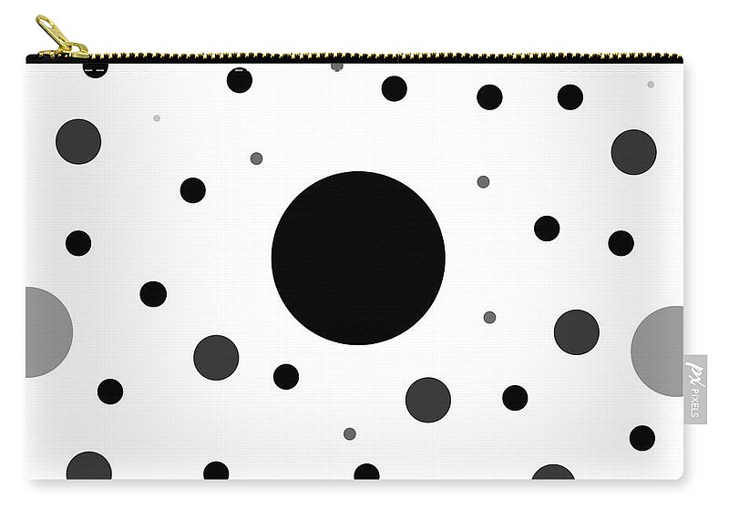 Black Zip Pouch featuring the digital art Graphic Grayscale Polka Dots by Amelia Pearn