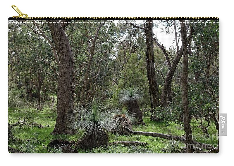 Grass Tree Zip Pouch featuring the photograph Grass Trees in the Warby Ranges by Linda Lees