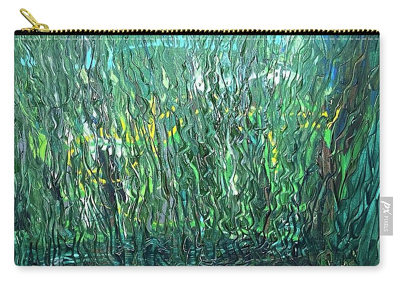 Tall Grass Zip Pouch featuring the painting Kindness Rising Like A Tiger In The Tall Grass Flow Codes by Anjel B Hartwell