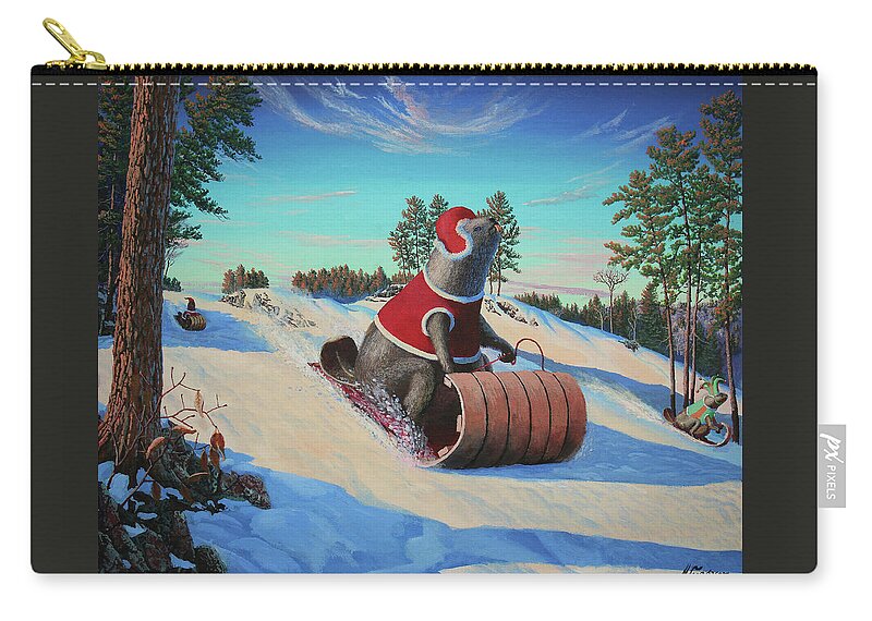 Beaver Zip Pouch featuring the painting Gravity by Michael Goguen