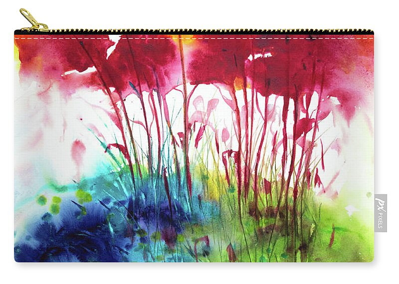 Watercolour Zip Pouch featuring the painting Gravity Pulls On a Little More by Petra Rau