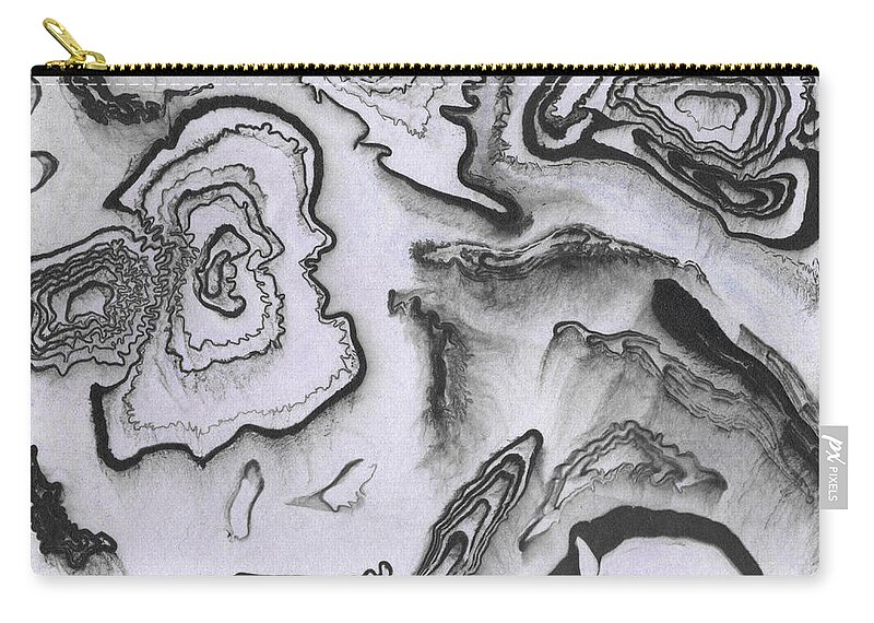 Agate Zip Pouch featuring the painting Gray Agate Stone Surface And Texture Abstract Watercolor Collection II by Irina Sztukowski