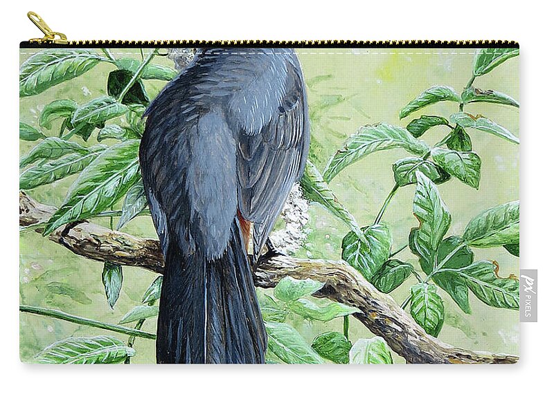 Wildlife Art Zip Pouch featuring the painting Gray Catbird by Barry Kent MacKay