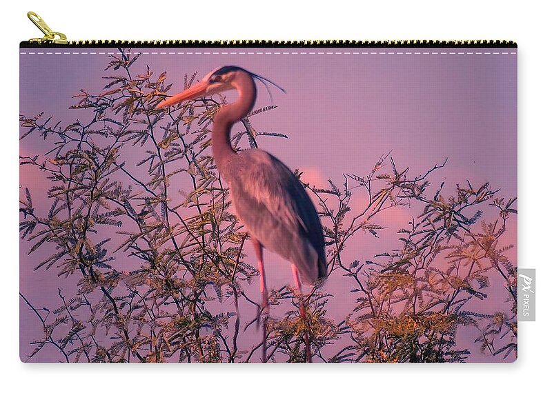 Arizona Carry-all Pouch featuring the photograph Great Blue Heron - Artistic 6 by Judy Kennedy