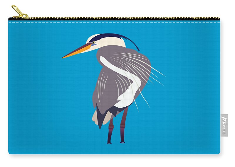 Great Blue Heron Zip Pouch featuring the digital art Great Blue Heron, Bird, by David Millenheft