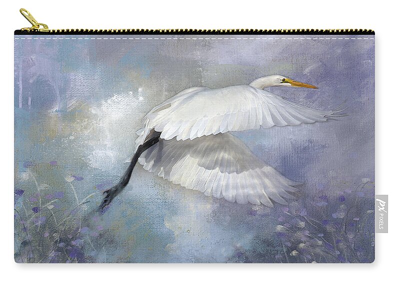 New Upload Zip Pouch featuring the photograph Great Egret by Theresa Tahara