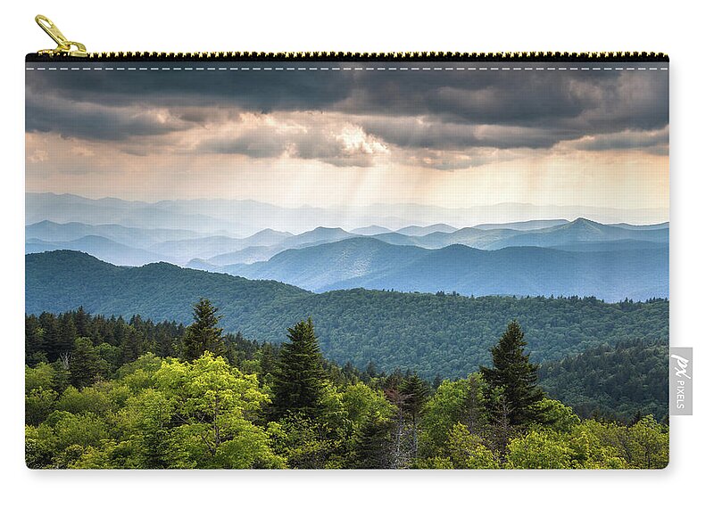 Great Smoky Mountains Zip Pouch featuring the photograph Great Smoky Mountains from Blue Ridge Parkway by Dave Allen