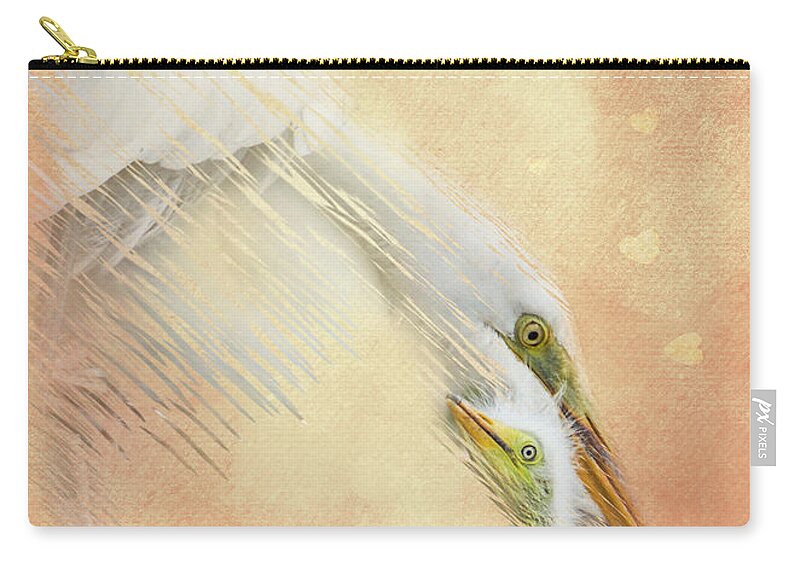 Snowy Egret Zip Pouch featuring the photograph Great White Egret Tenderness by Patti Deters