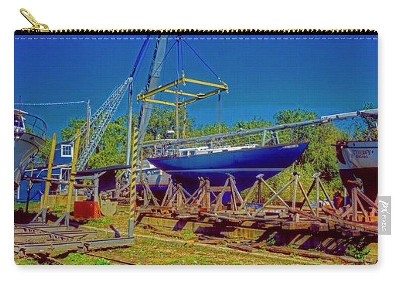 Grebe Zip Pouch featuring the photograph Grebe Shipyard Chicago Pleasure Boat Dry Dock Ship Builders 516040001 by Tom Jelen