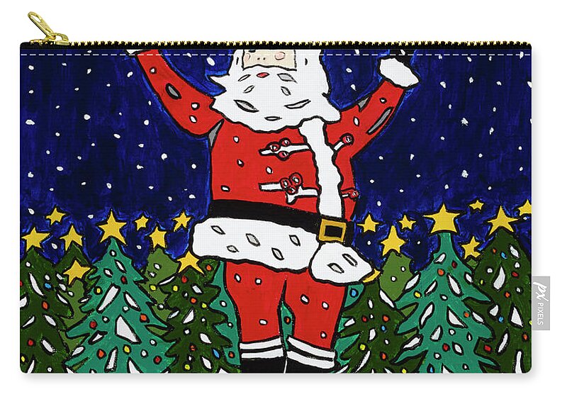 Santa Christmas Green Acres Zip Pouch featuring the painting Green Acres Santa by Mike Stanko