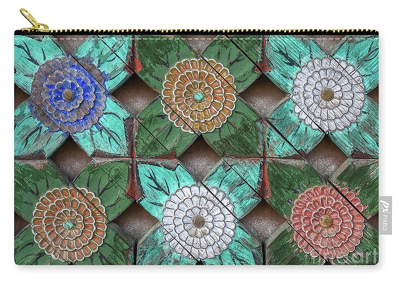 Korean Temple Design Zip Pouch featuring the photograph Green Blue Green by Rebecca Caroline Photography