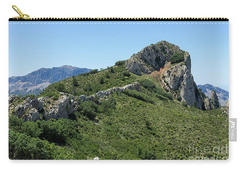 Mountains Zip Pouch featuring the photograph Green expanse and ascent to the crest by Adriana Mueller