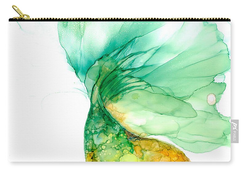 Wall Art Zip Pouch featuring the painting Green Goldfish by Joyce Clark