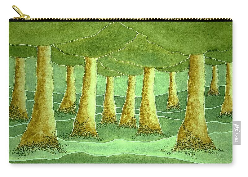 Watercolor Zip Pouch featuring the painting Green Grove by John Klobucher