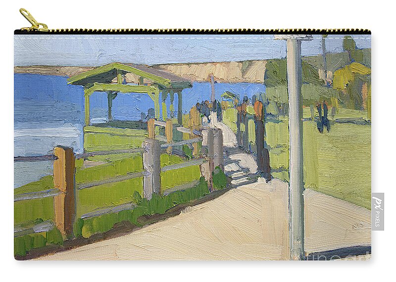 Belvedere Zip Pouch featuring the painting Green Lookout Belvedere in Scripps Park - La Jolla, San Diego, California by Paul Strahm