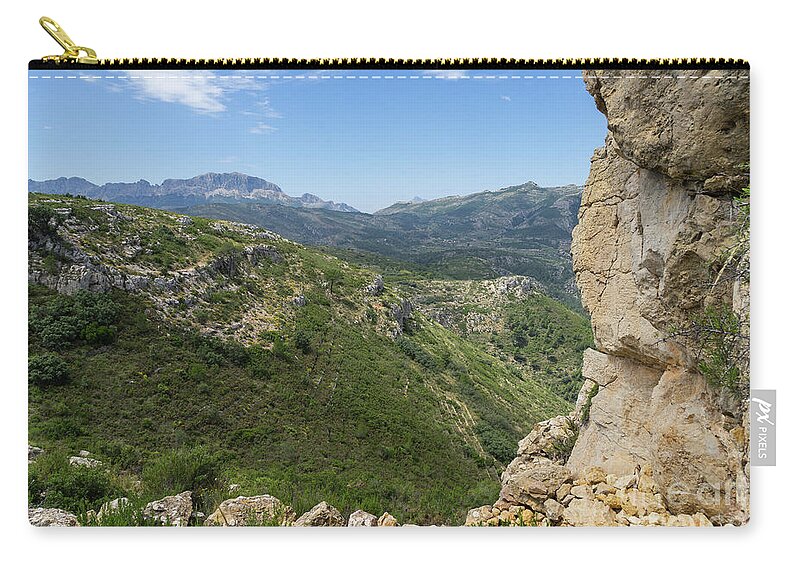 Mountains Zip Pouch featuring the photograph Green mountain landscape and rocks by Adriana Mueller