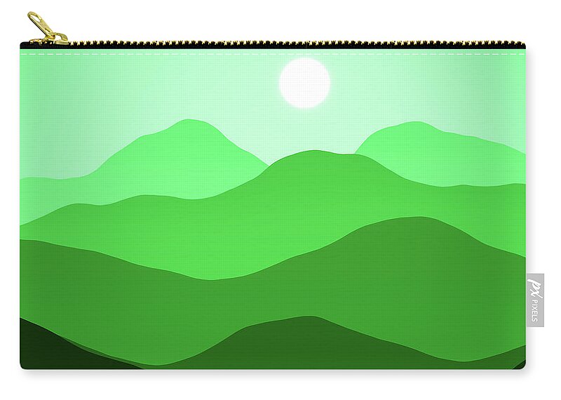 Mountains Zip Pouch featuring the digital art Green Mountains Abstract Minimalist Fantasy Landscape by Matthias Hauser