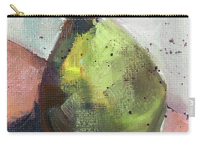 Pear Zip Pouch featuring the painting Green Pear by Roxy Rich
