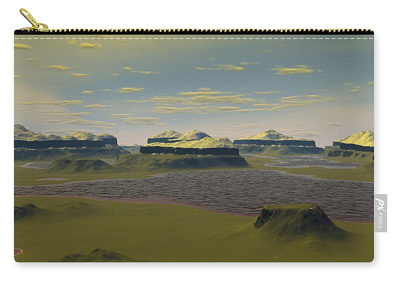 Exoplanet Zip Pouch featuring the digital art Green Planet by Bernie Sirelson