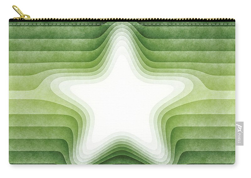 Green Zip Pouch featuring the digital art Green Star by Phil Perkins