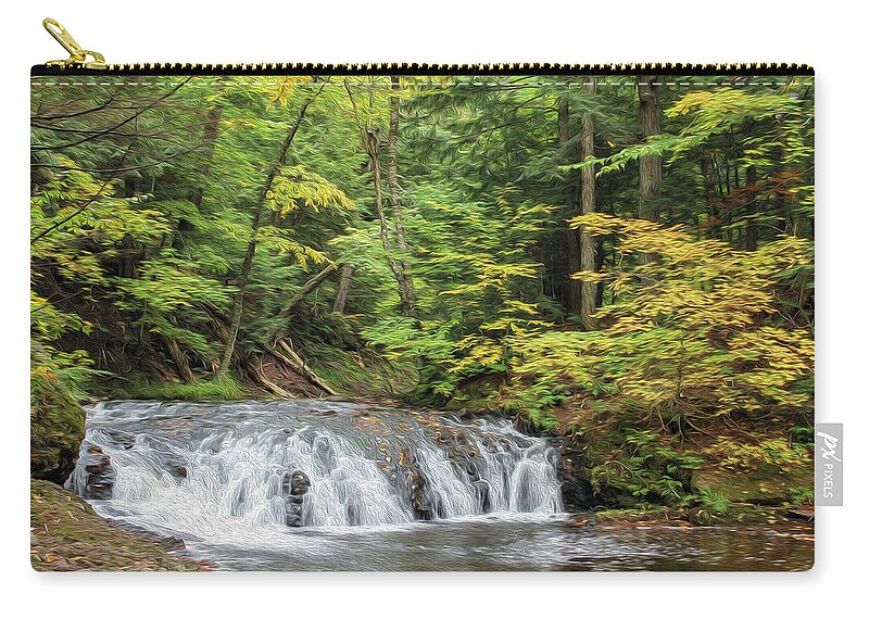 Greenstone Falls Carry-all Pouch featuring the photograph Painting of Greenstone Falls by Robert Carter