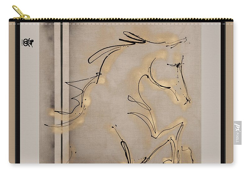 Horse Zip Pouch featuring the digital art Arabian Horse Greeting by Donna Bernstein