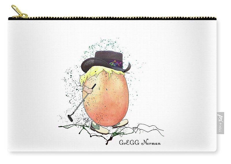 Egg Zip Pouch featuring the mixed media GrEGG Norman by Miki De Goodaboom