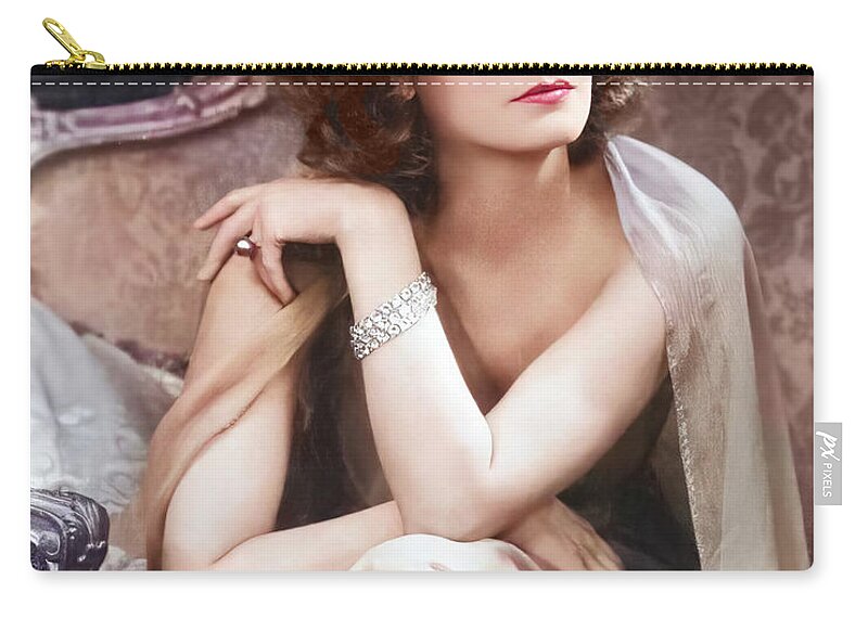 Greta Garbo Carry-all Pouch featuring the digital art Greta Garbo - Actress by Chuck Staley