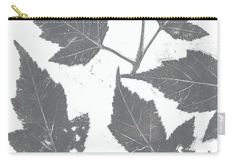 Leaves Zip Pouch featuring the painting Grey maple leaves by Ruth Kamenev