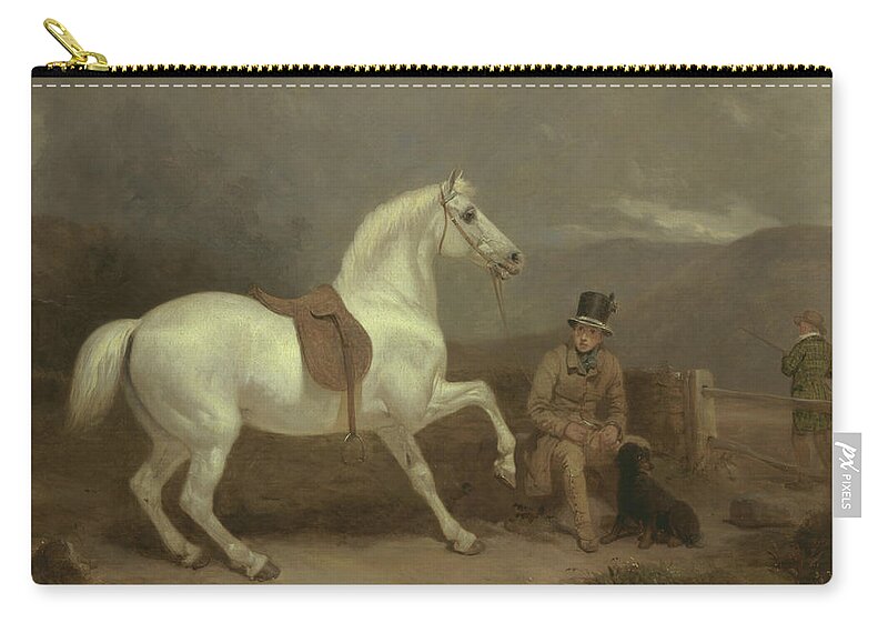 19th Century Painters Zip Pouch featuring the painting Grey Shooting Pony by Thomas Woodward