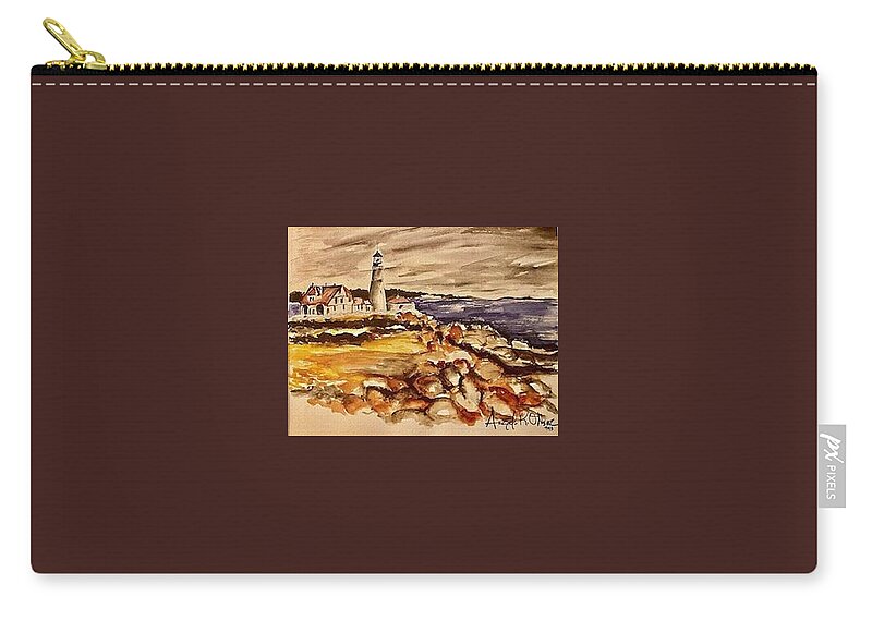  Zip Pouch featuring the painting Grey Sky by Angie ONeal