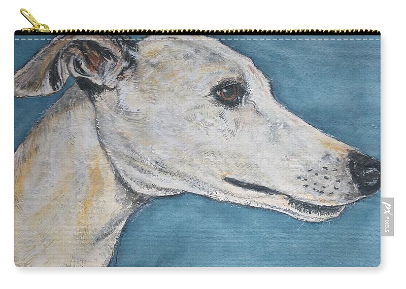Pet Zip Pouch featuring the painting Greyhound I by Alison Steiner