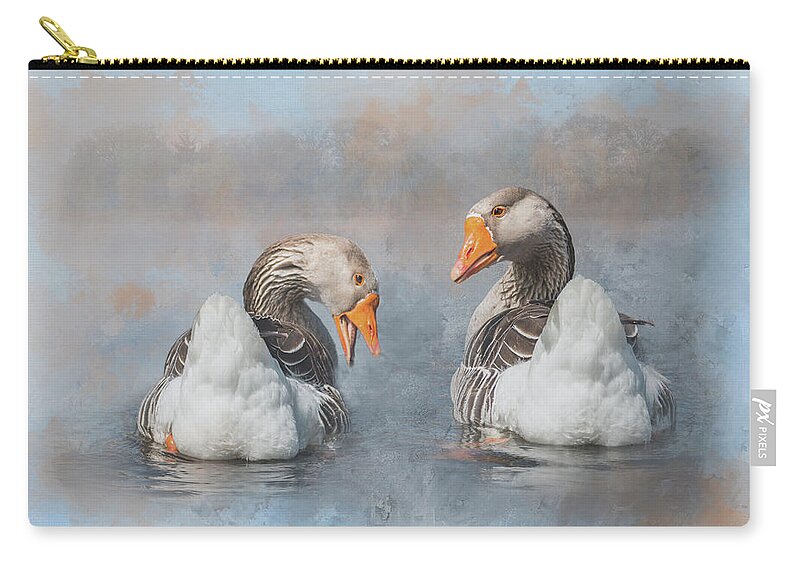 Goose Zip Pouch featuring the photograph Greylag Goose Couple by Patti Deters