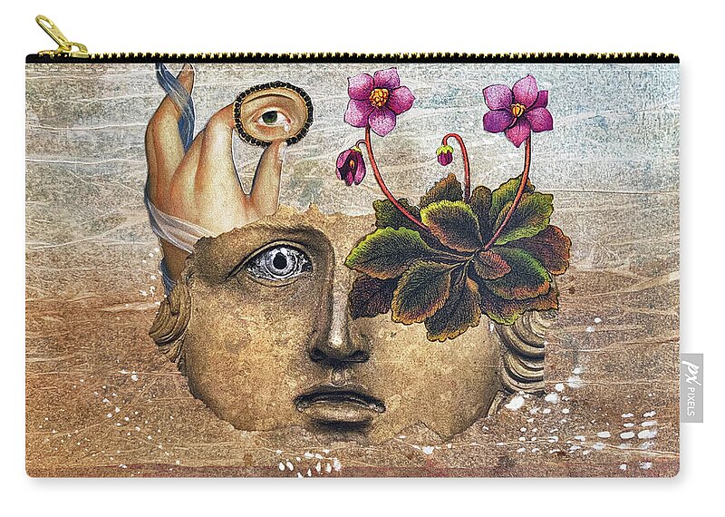 Cut And Paste Zip Pouch featuring the mixed media Grief and Joy by Lorena Cassady