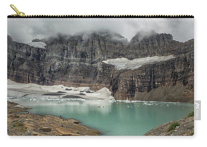 Glacier Zip Pouch featuring the photograph Grinnell and Salamander Glaciers, Soon Things of the Past by Belinda Greb