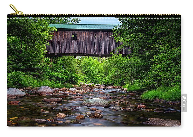 Andy Crawford Zip Pouch featuring the photograph Grist Mill Covered Bridge by Andy Crawford