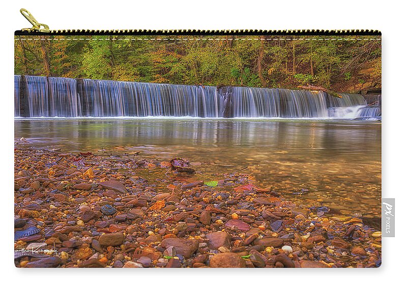 Pall Mall Zip Pouch featuring the photograph Gristmill Falls by Samantha Kennedy