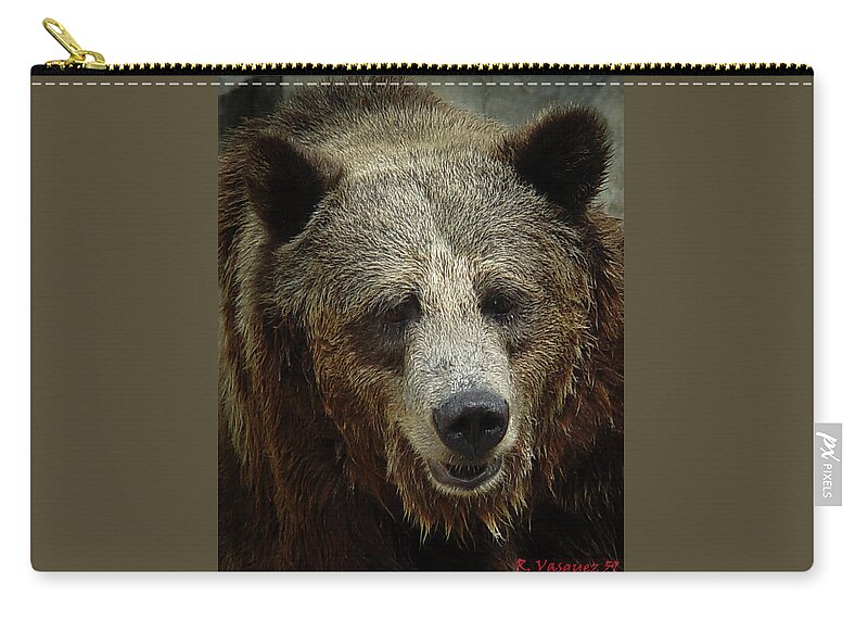 Bear Zip Pouch featuring the photograph Grizzly Bear by Rene Vasquez