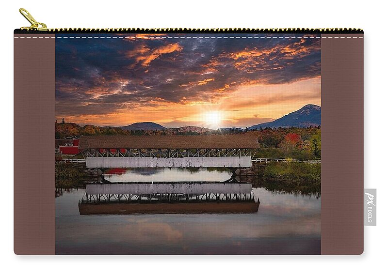 Covered Bridge Zip Pouch featuring the photograph Groveton Covered Bridge by Carolyn Mickulas