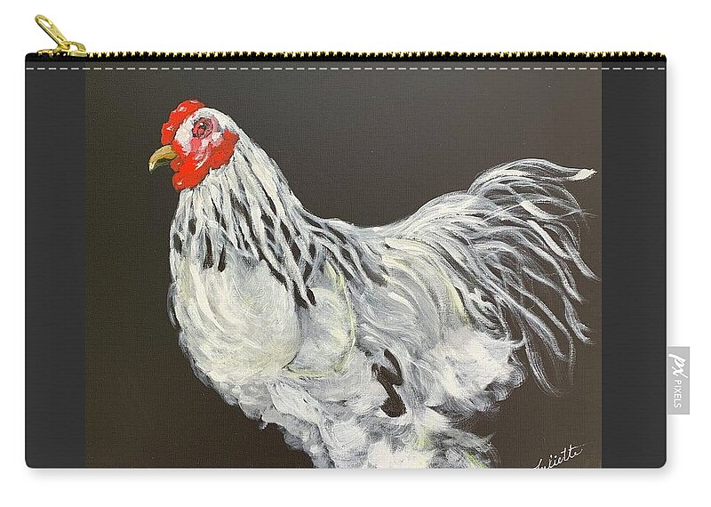 Rooster Carry-all Pouch featuring the painting Guardian of the Farmyard by Juliette Becker