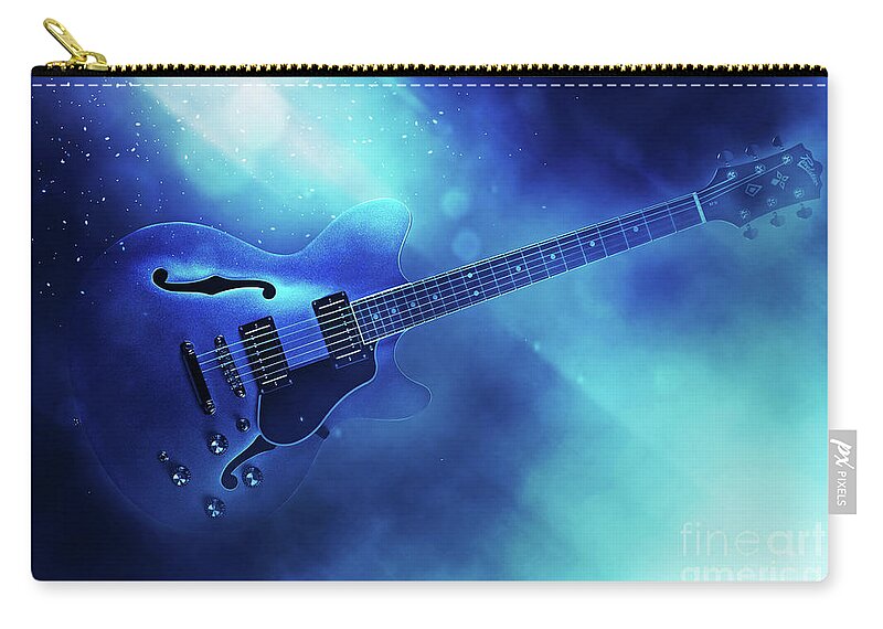 Music Zip Pouch featuring the digital art Guitar Blues by Ian Mitchell