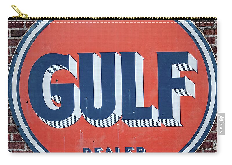 Gulf Dealer Sign Zip Pouch featuring the photograph Gulf dealer sign 001 by Flees Photos