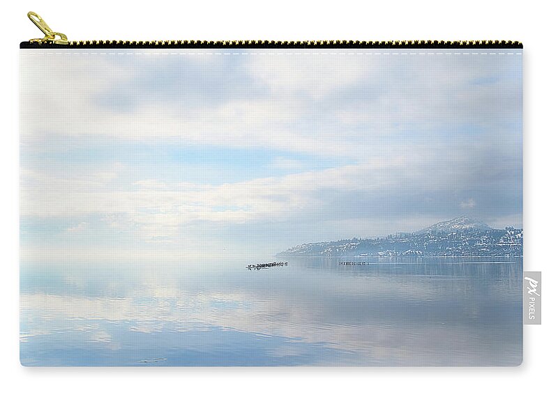 Landscape Zip Pouch featuring the photograph Gulls and Reflection in Winter by Allan Van Gasbeck