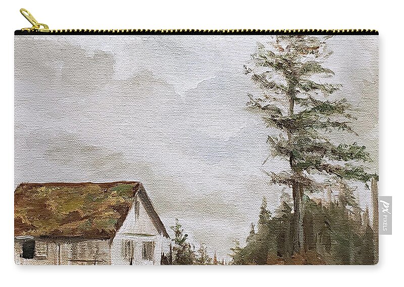 Old Shed Zip Pouch featuring the painting Gunderson by James Andrews