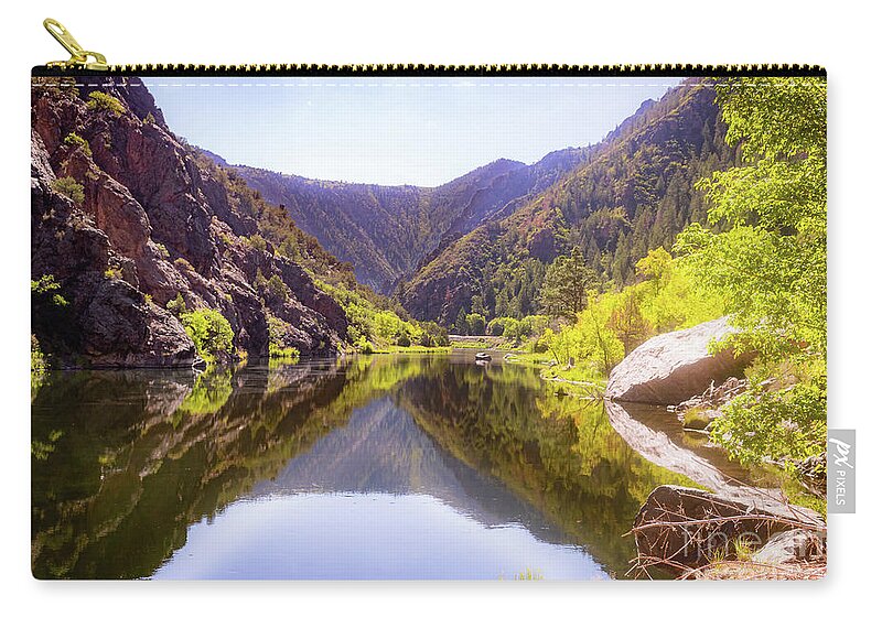 Reflection Zip Pouch featuring the photograph Gunnison River Serenity by Courtney Eggers