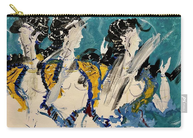 Minos Zip Pouch featuring the painting Gyneknossos by Bethany Beeler