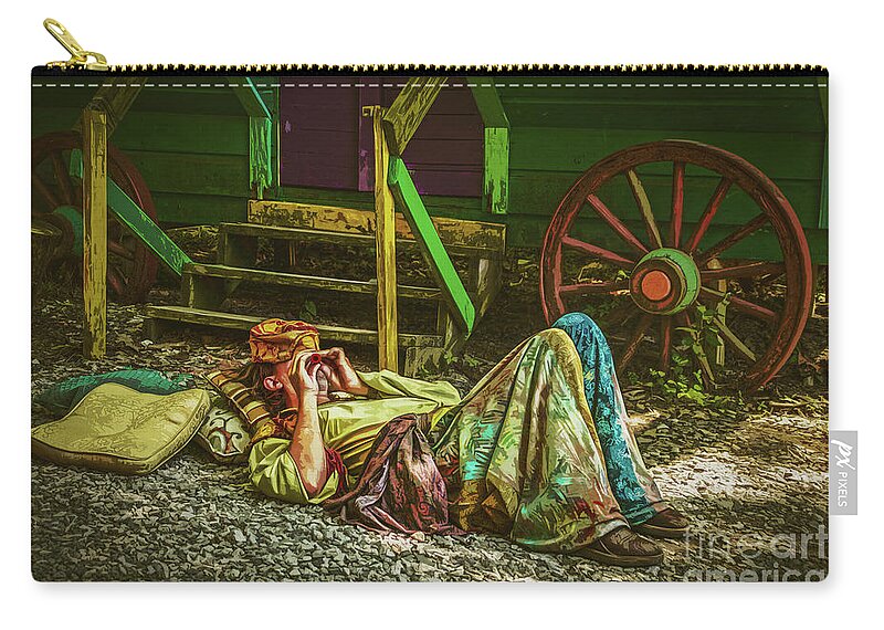 Romany Zip Pouch featuring the photograph Gypsy Musician Life with Caravan by Susan Vineyard