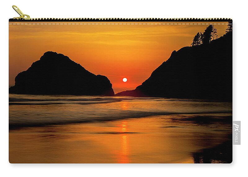 Haceta Head Zip Pouch featuring the photograph Haceta Head Sunset by Rick Pisio