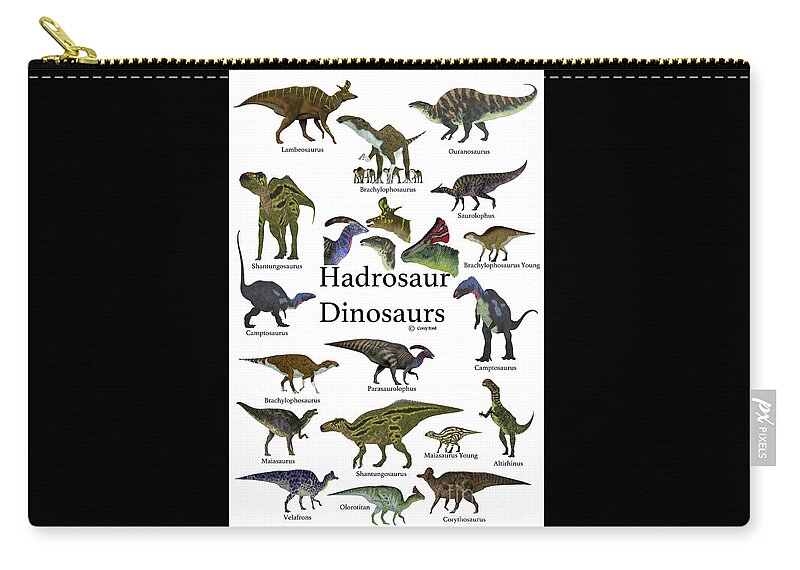 Hadrosaur Zip Pouch featuring the digital art Hadrosaur Dinosaurs by Corey Ford
